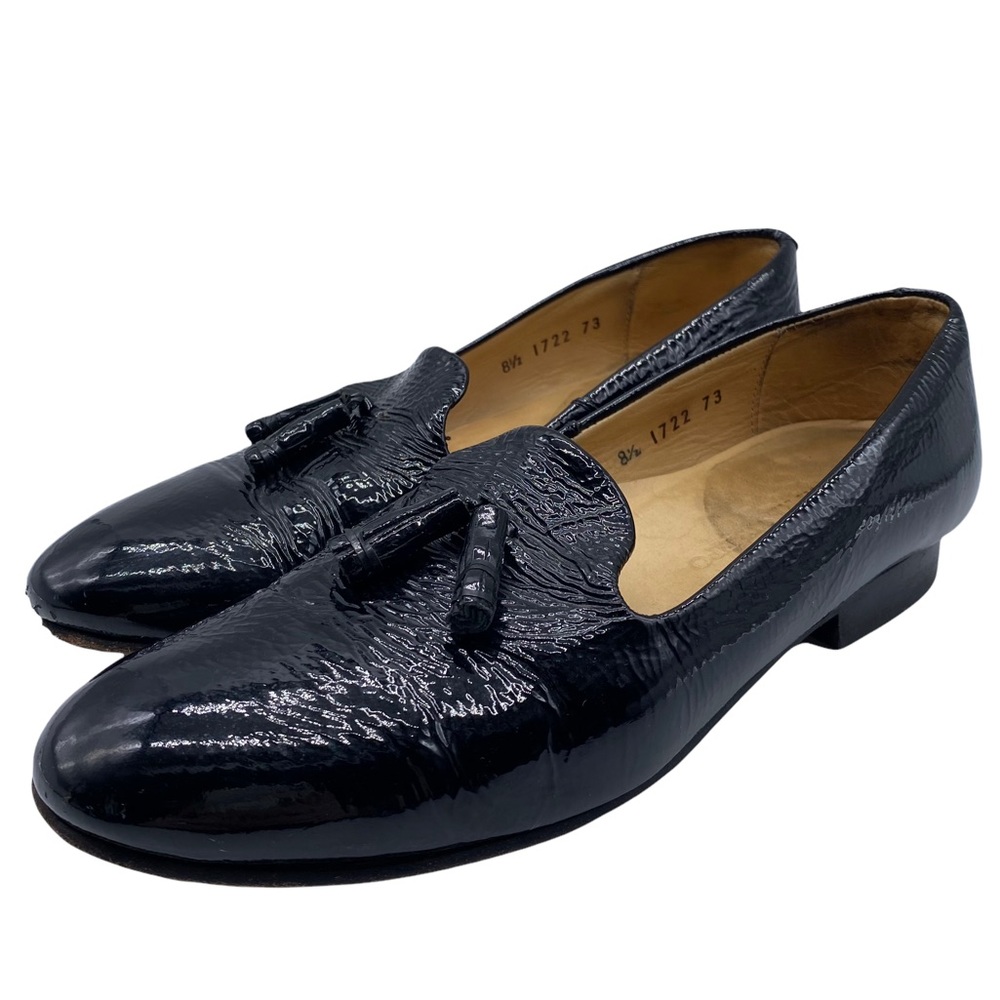 Dieppa Restrepo Black Patent Leather Slip on Loafer with Tassel Size 8.5